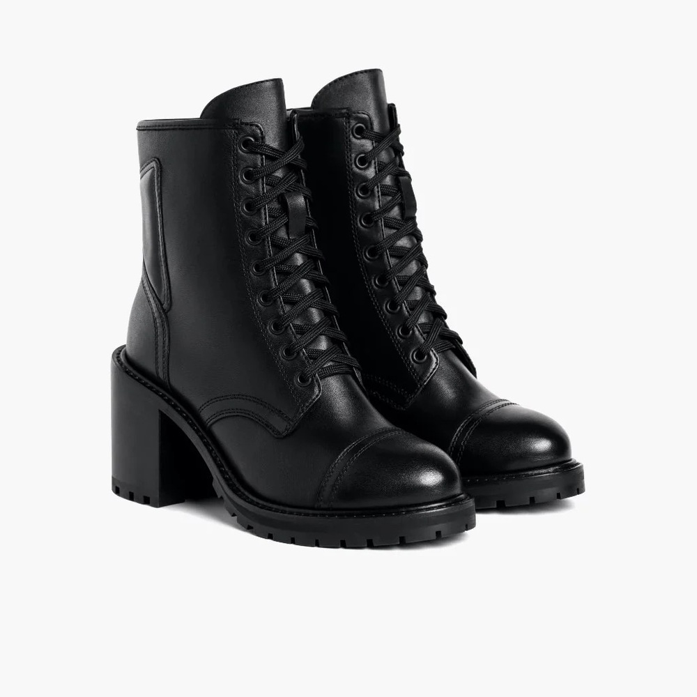 🍂 NWT Thursday Boot Company “The Rebel” Black Leather Combat Heel Boots Sz 10 - Picture 5 of 7